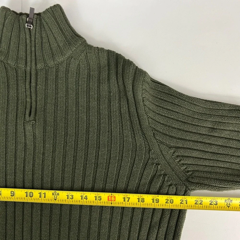 Vintage J. Crew Mens 1/4 Zip Sweater Jumper Rifled Fisherman Green Size‎ Large